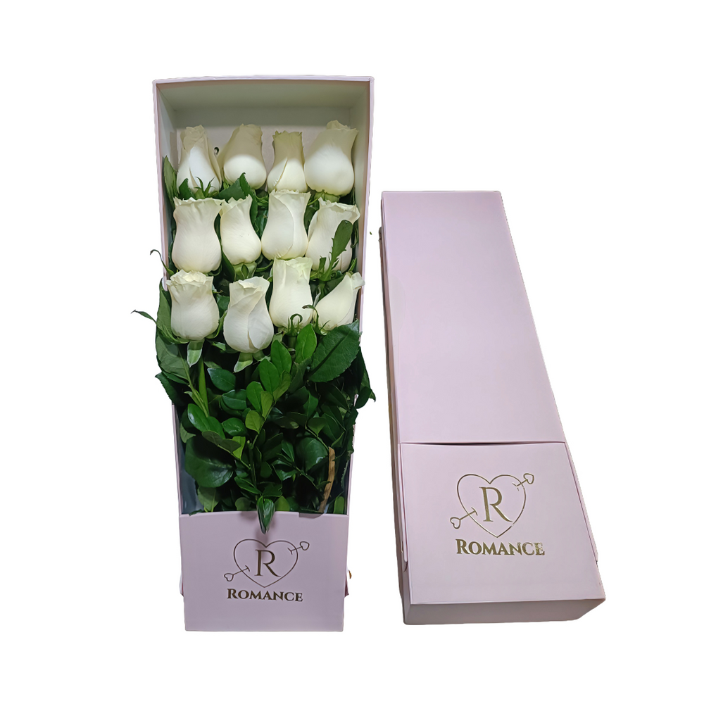 Caja de 12 Rosas Blancas