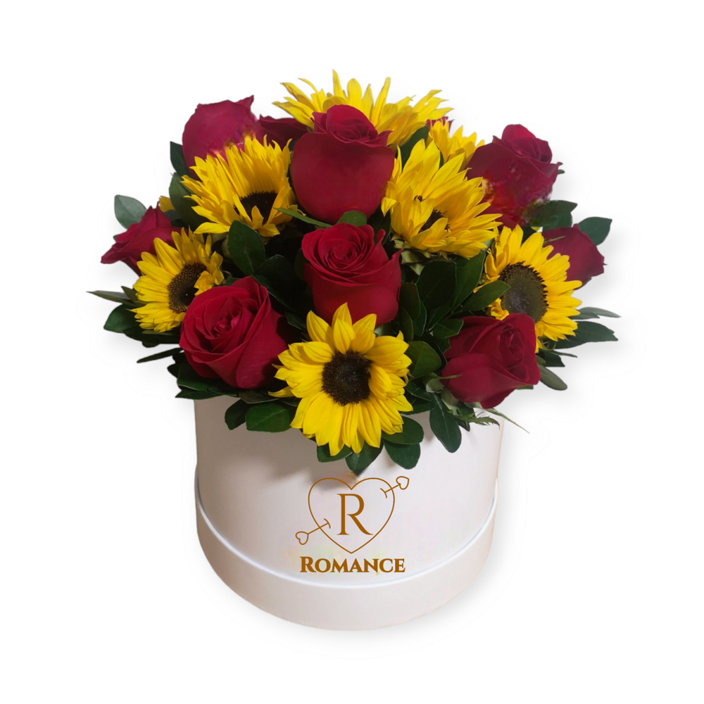 Round Box Amor Rosas y Girasoles