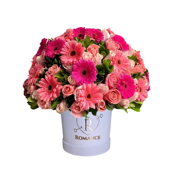 Round Box Ana 40 Rosas y Gerberas