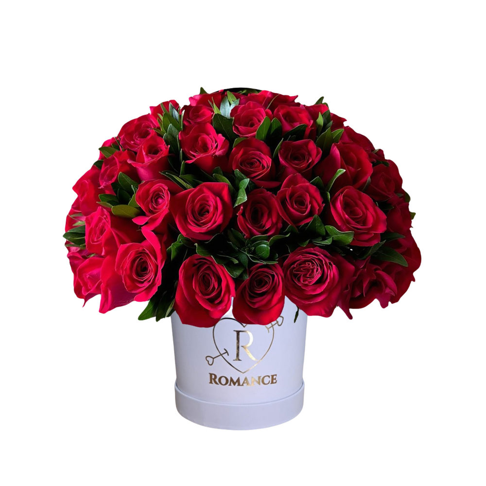 Round Box Romina 50 Rosas Rojas